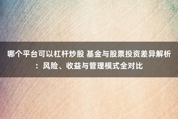 哪个平台可以杠杆炒股 基金与股票投资差异解析：风险、收益与管理模式全对比